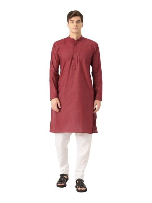 sojanya maroon & white striped kurta set