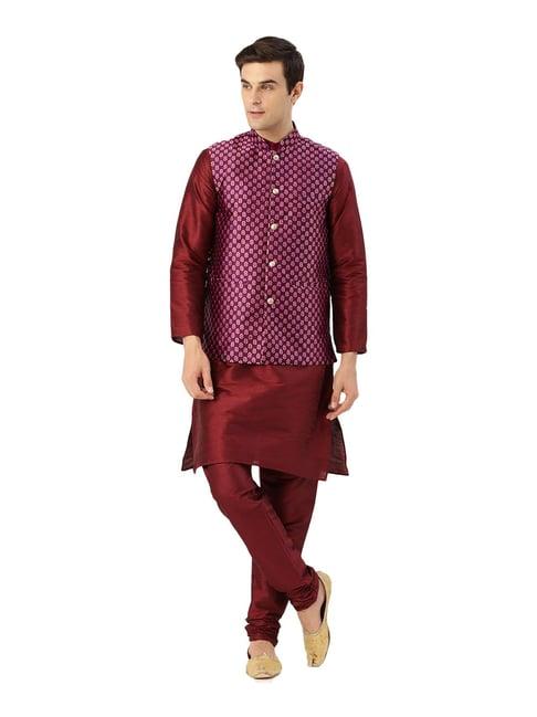 sojanya maroon & wine floral print suit