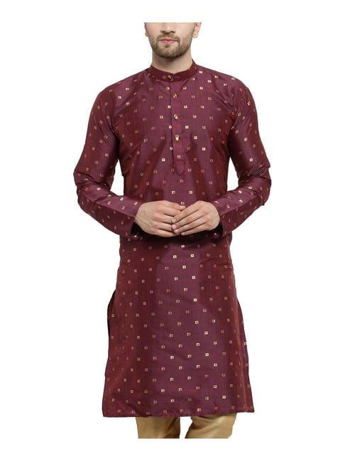 sojanya maroon regular fit embellished kurta