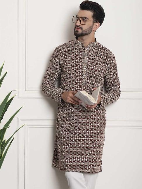 sojanya maroon regular fit embroidered kurta