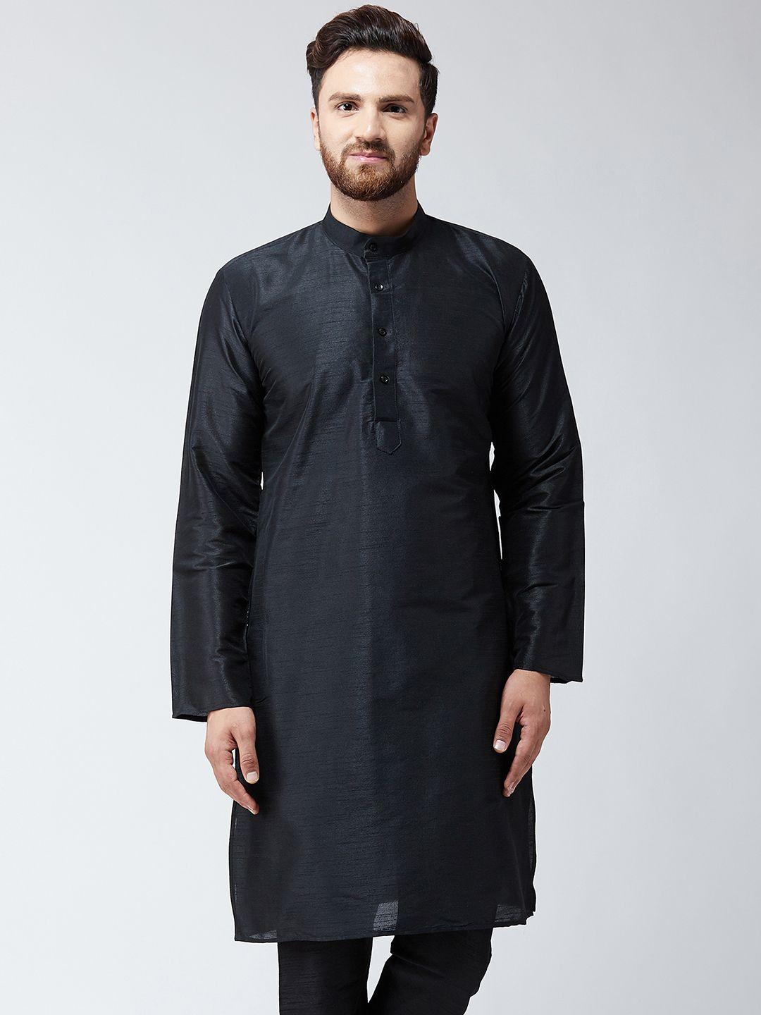 sojanya men black solid straight kurta