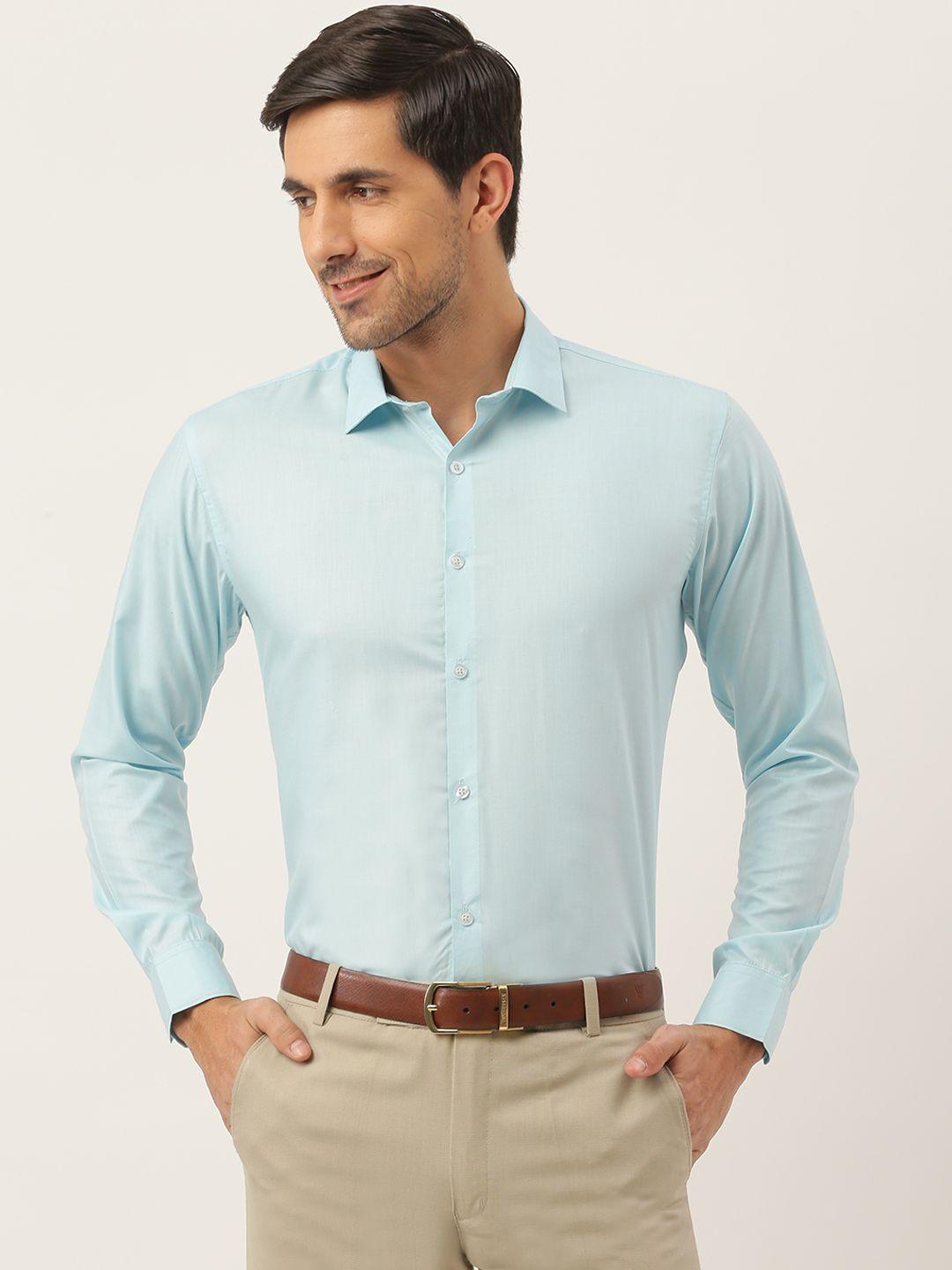 sojanya men blue classic fit formal shirt