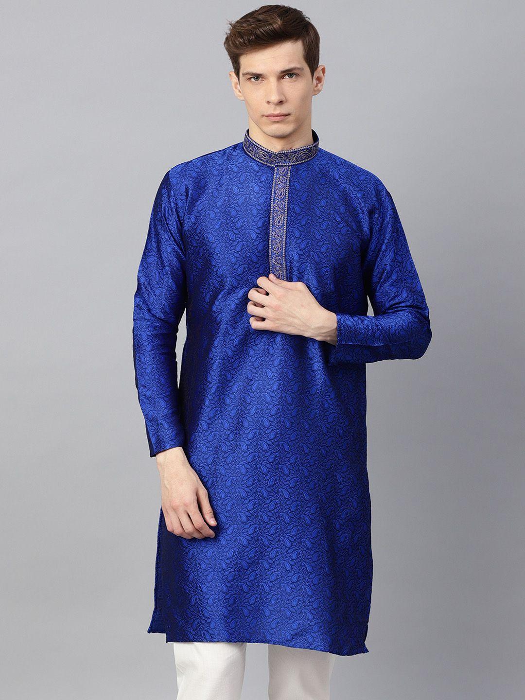 sojanya men blue embroidered straight kurta