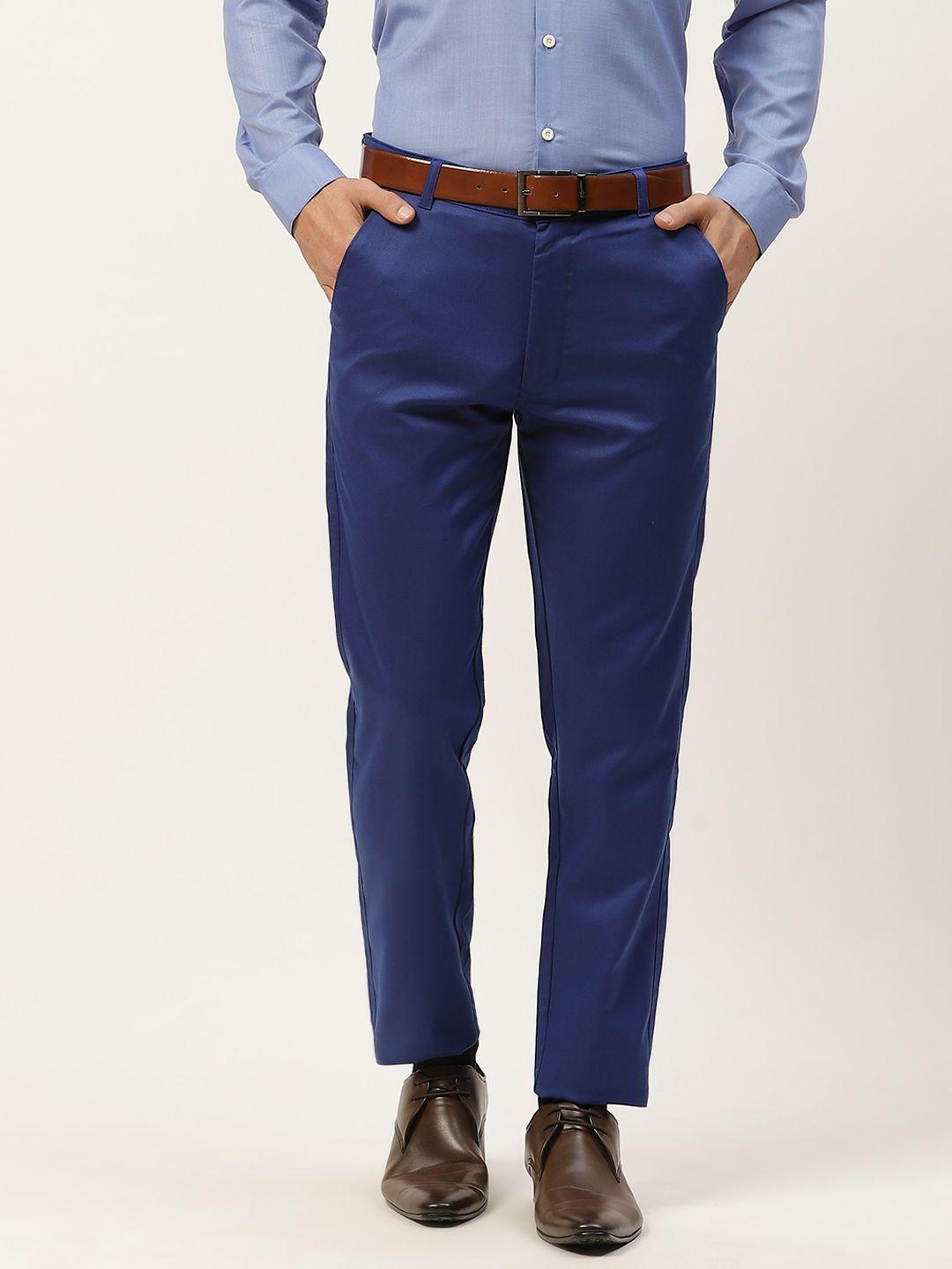 sojanya men blue smart formal trousers