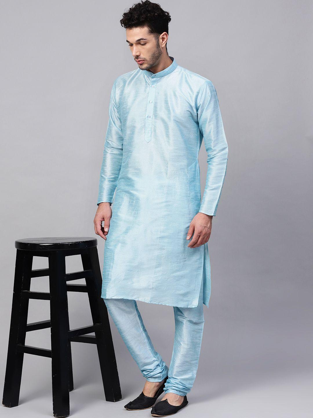 sojanya men blue solid kurta with churidar