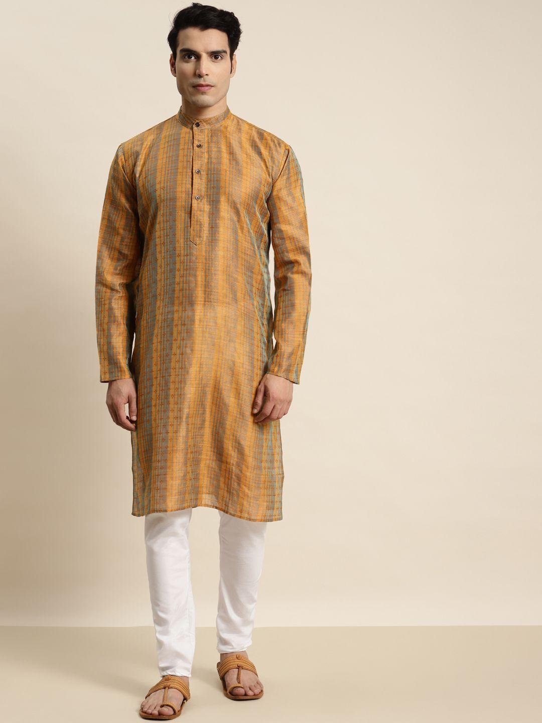 sojanya men ethnic motifs printed jacquard straight kurta