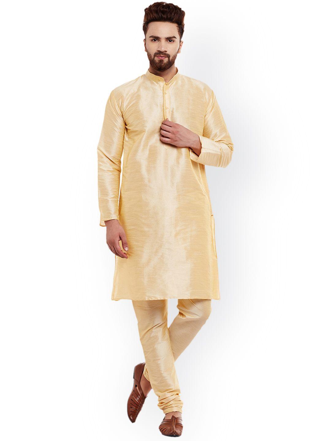 sojanya men gold-toned solid straight kurta