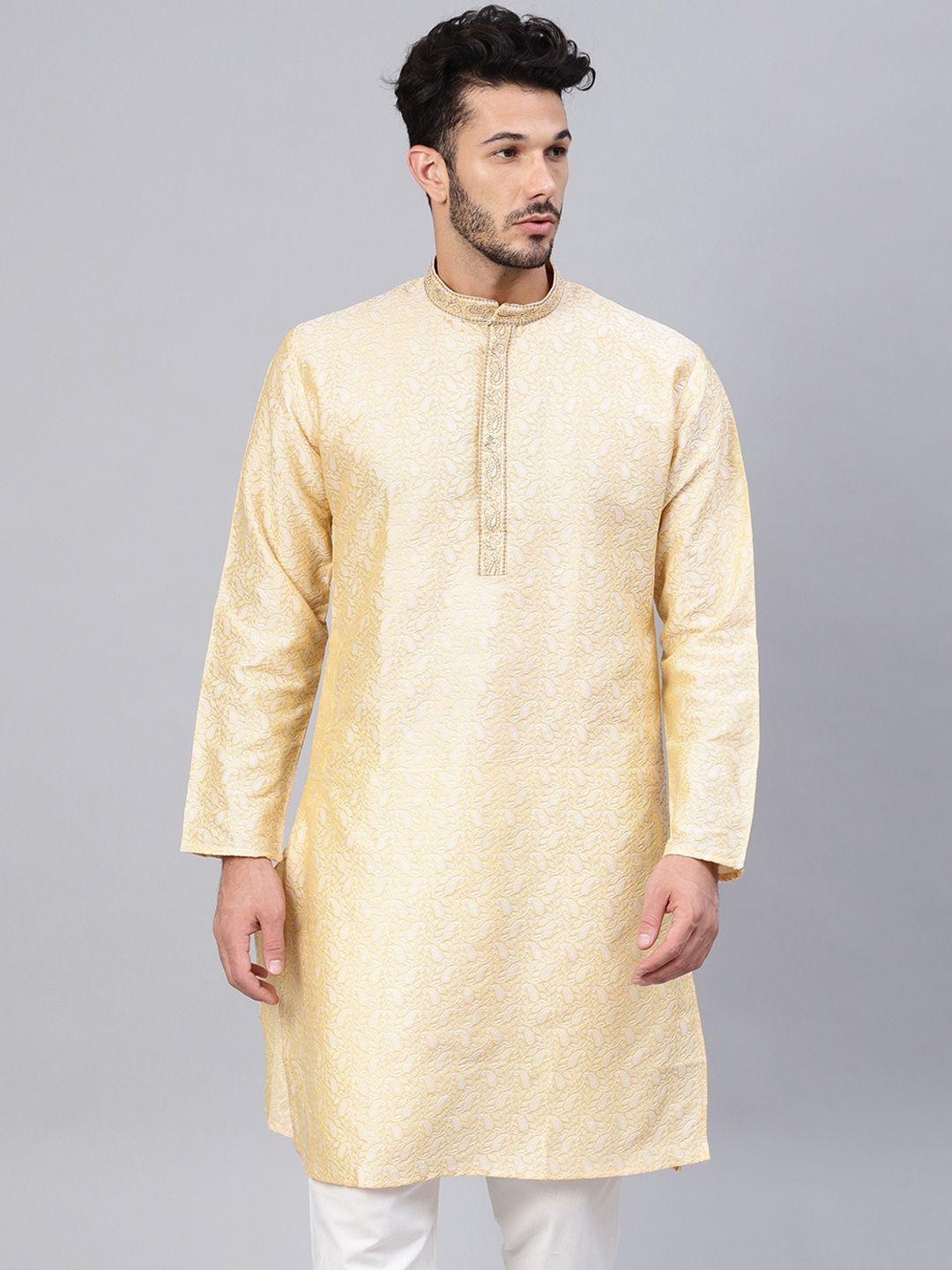 sojanya men gold-toned solid straight kurta