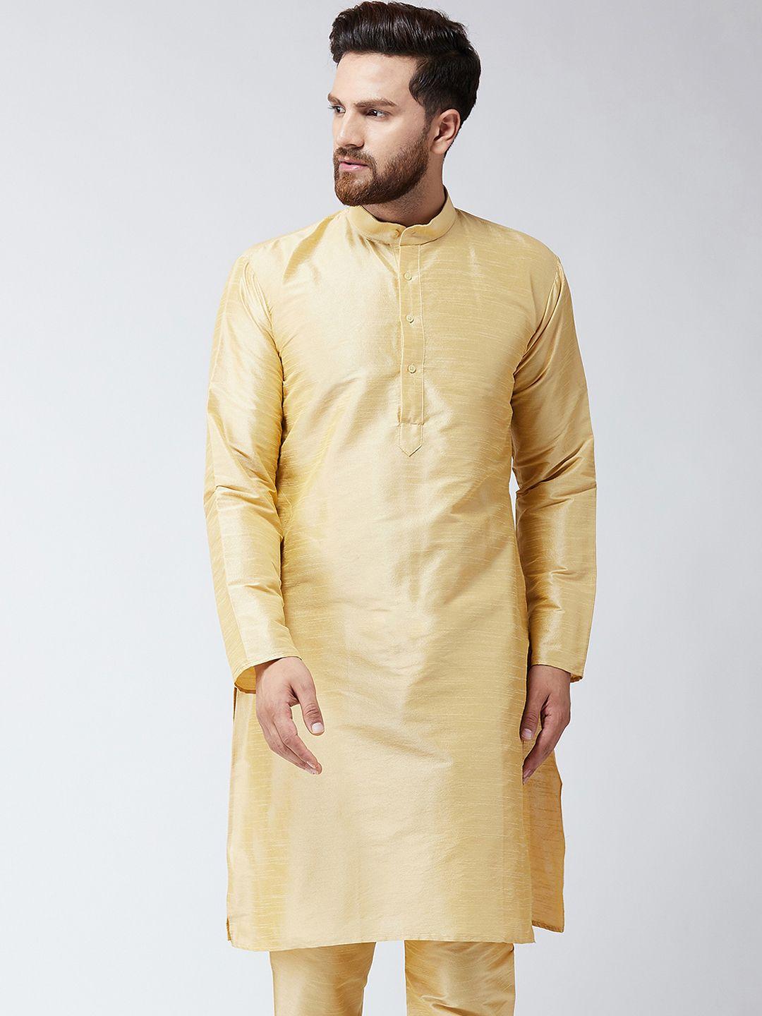 sojanya men golden-coloured solid straight kurta