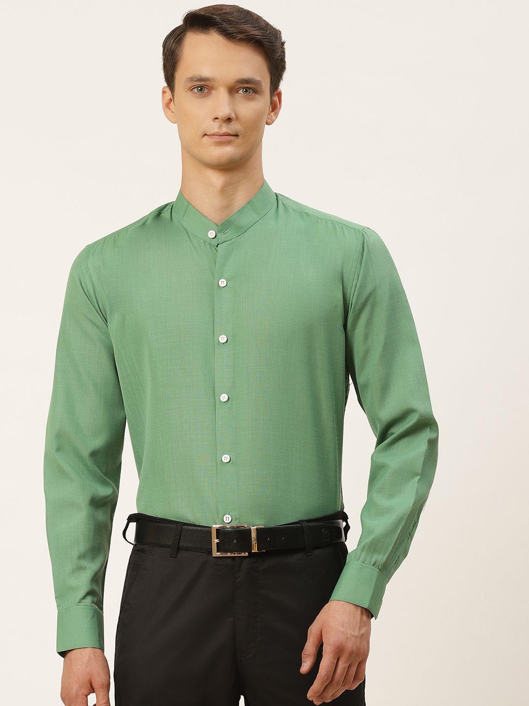 sojanya men green cotton linen formal shirt