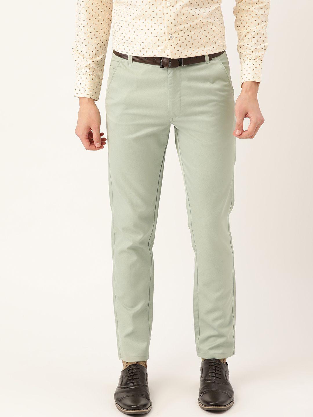 sojanya men green smart fit formal trousers