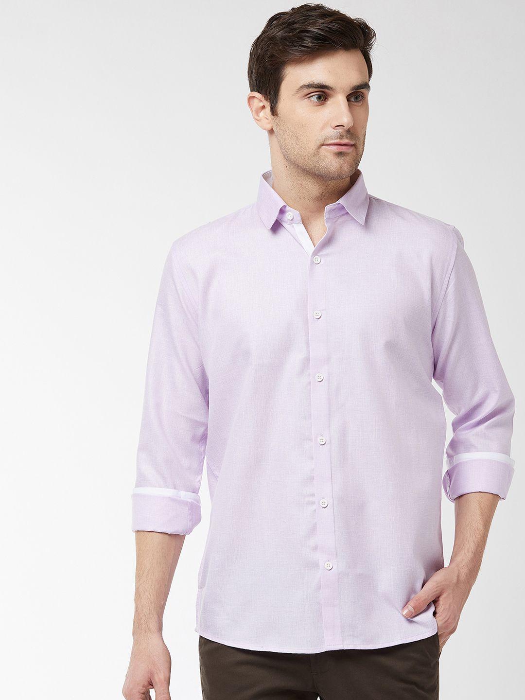 sojanya men lavender classic regular fit solid casual shirt