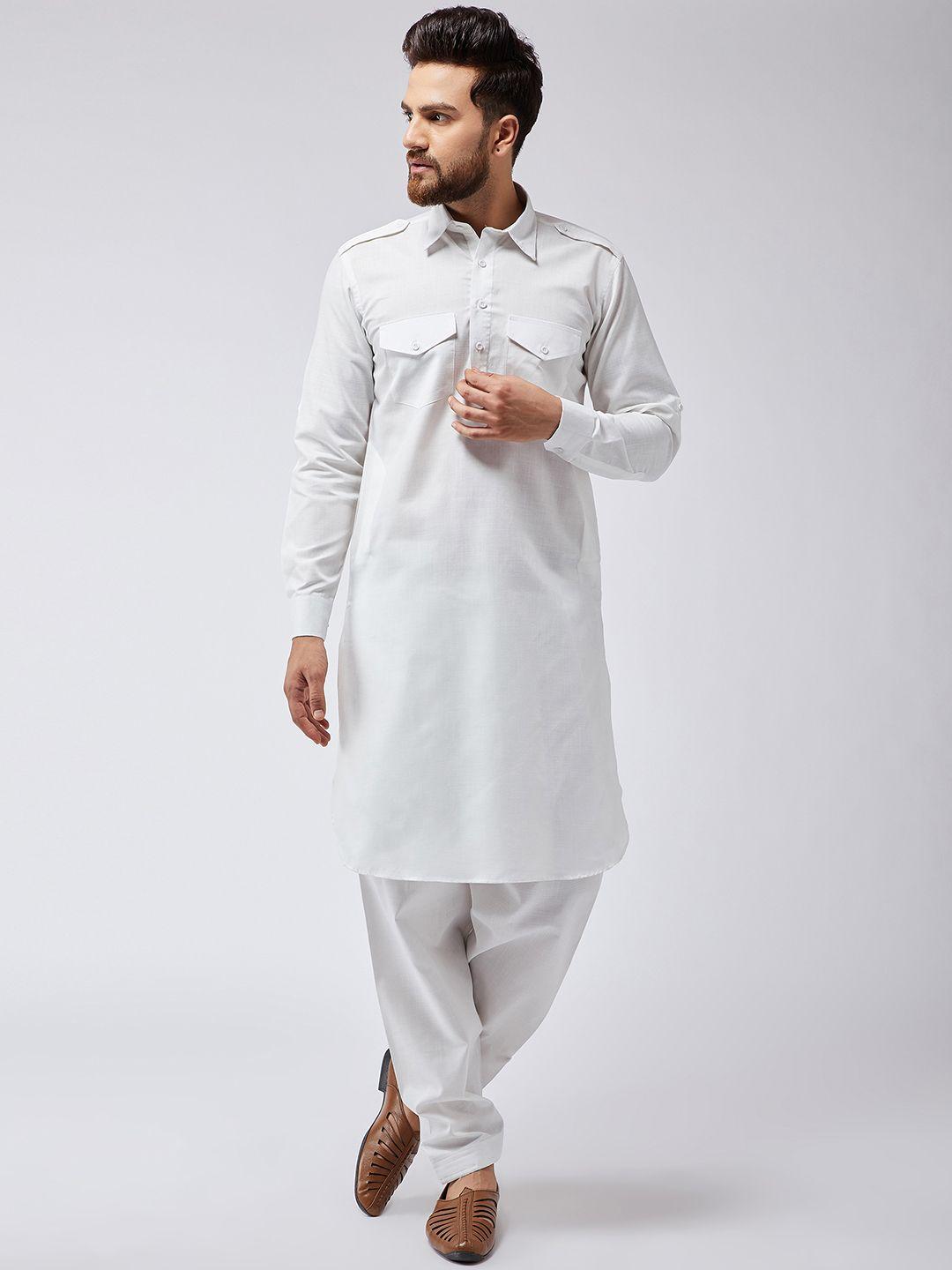 sojanya men off-white solid kurta with salwar