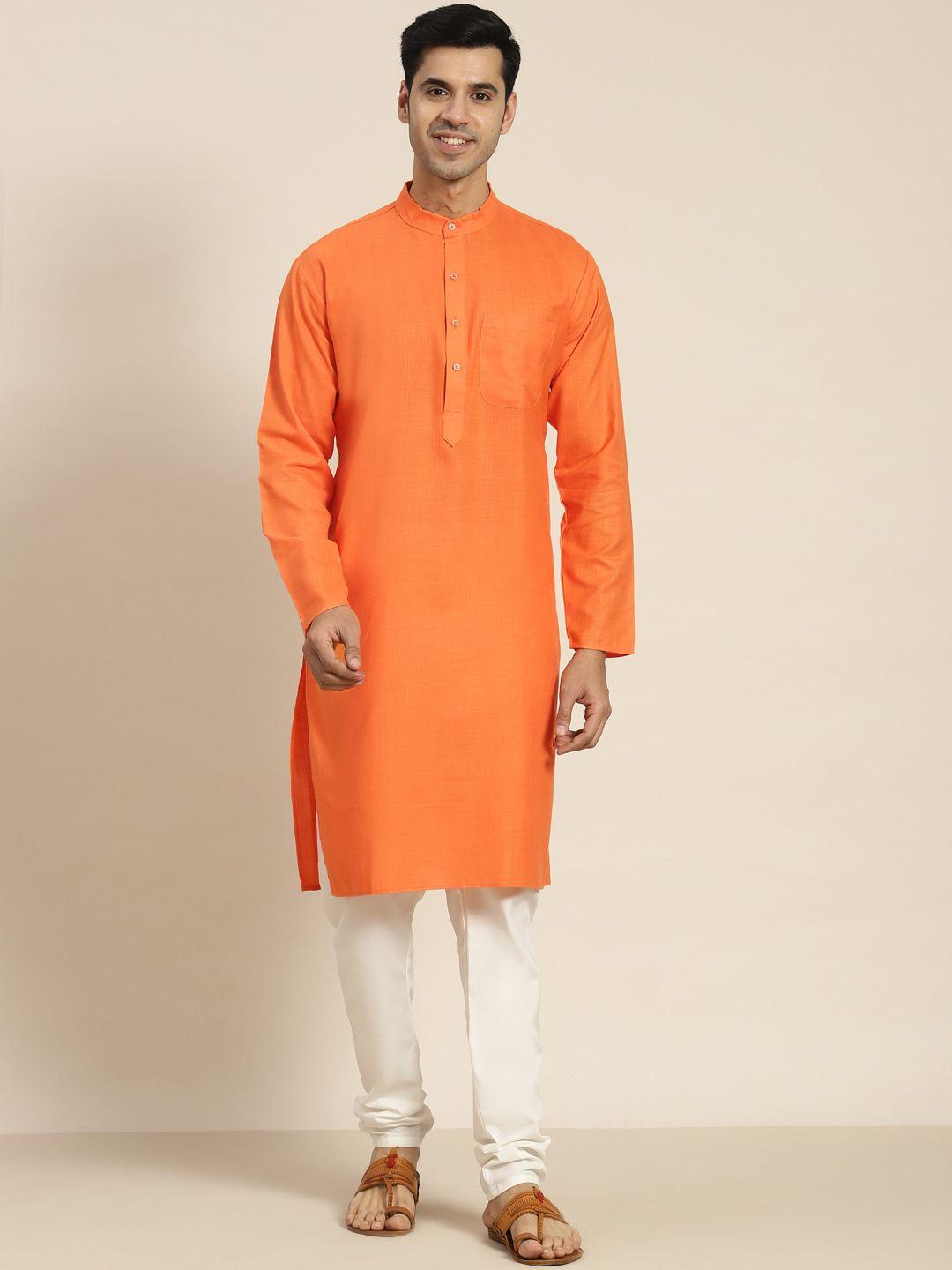 sojanya men orange kurta with churidar
