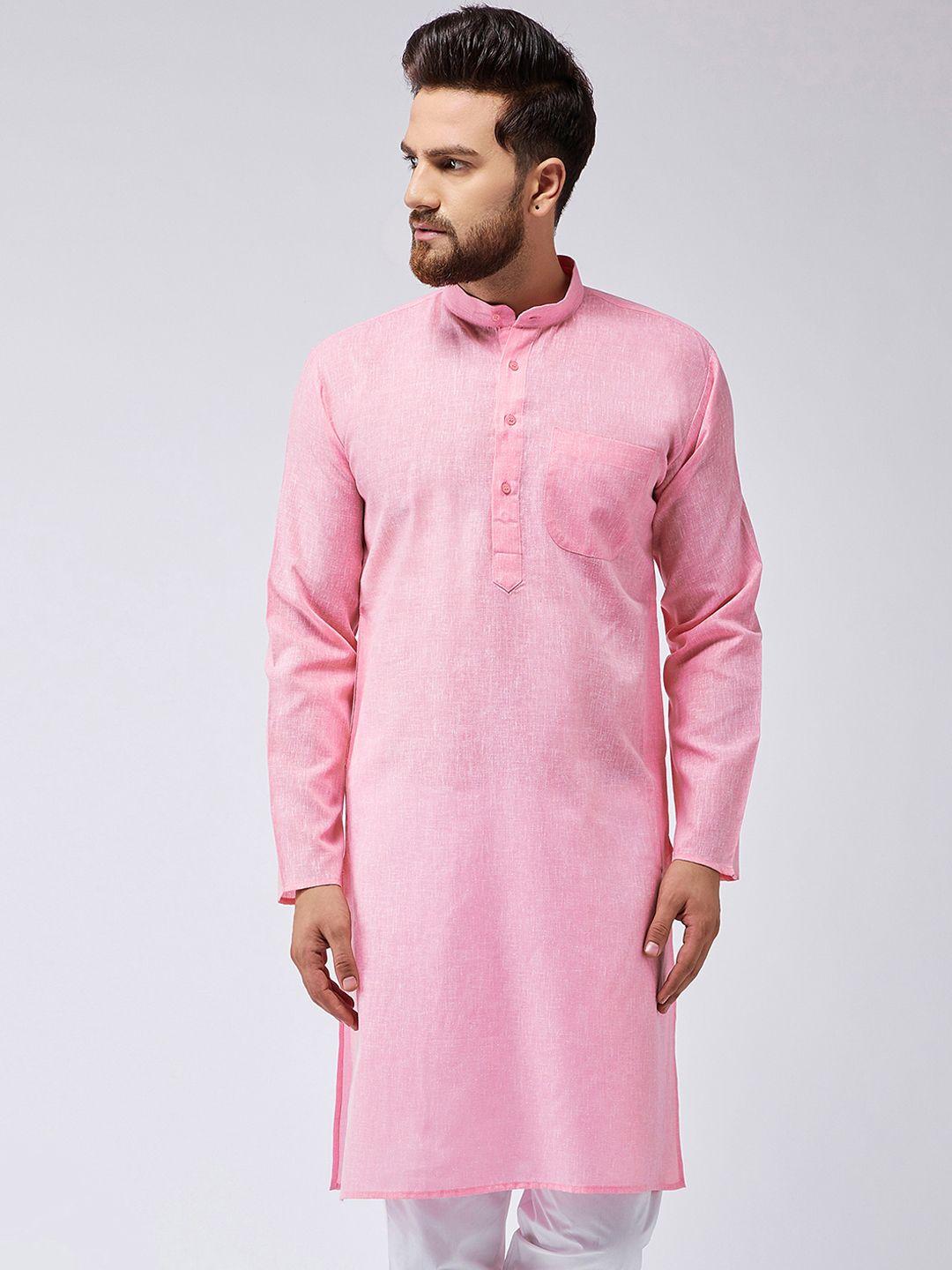 sojanya men pink solid straight kurta