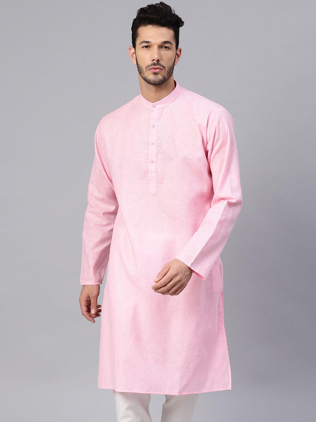 sojanya men pink solid straight kurta