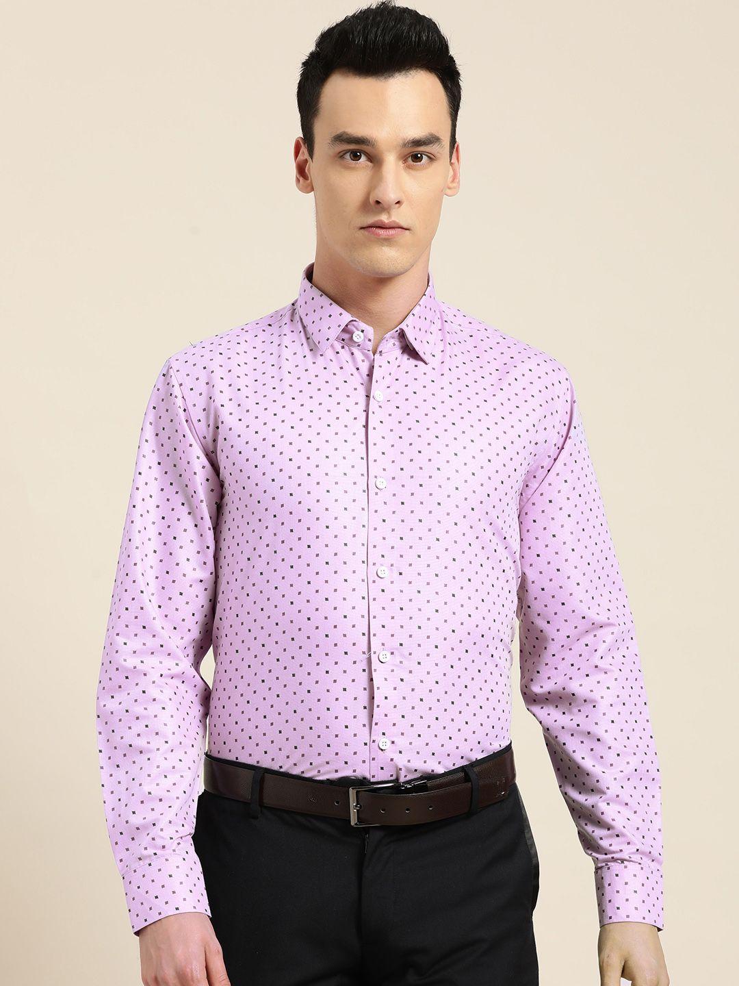 sojanya men purple & black regular fit printed formal shirt