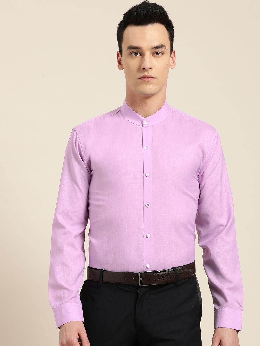 sojanya men purple classic regular fit solid formal shirt