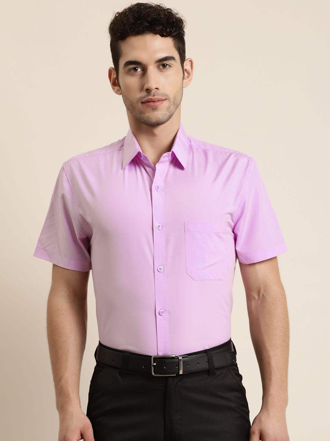 sojanya men purple classic regular fit solid pure cotton formal shirt