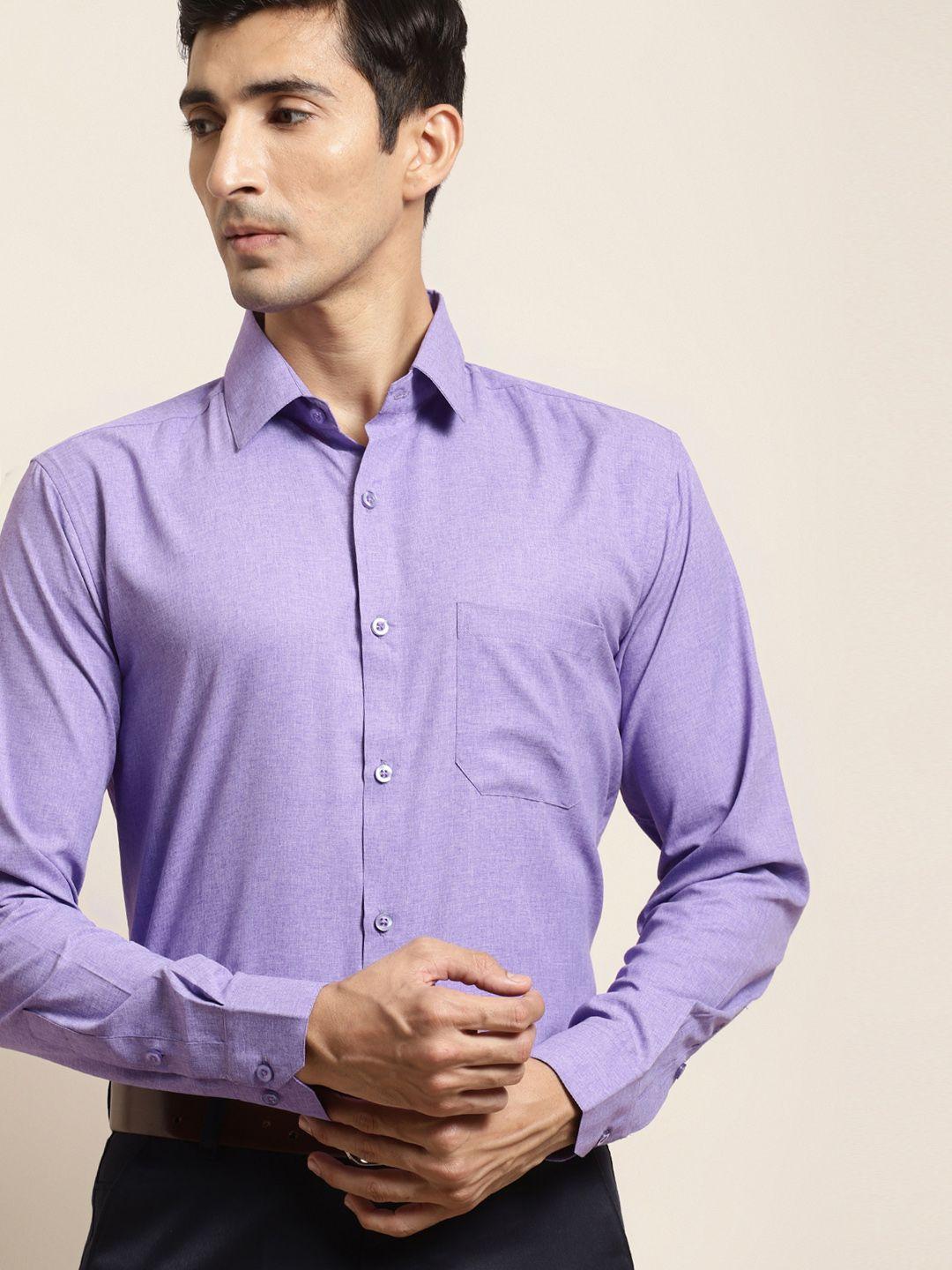 sojanya men purple cotton classic regular fit cotton formal shirt