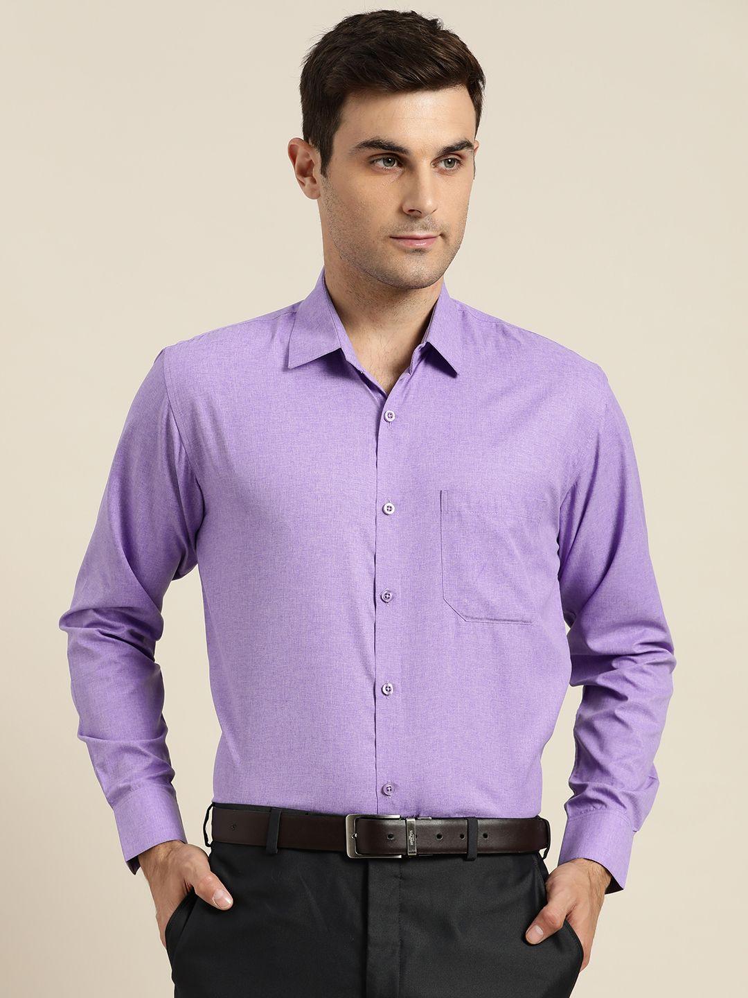 sojanya men purple cotton classic regular fit solid casual shirt