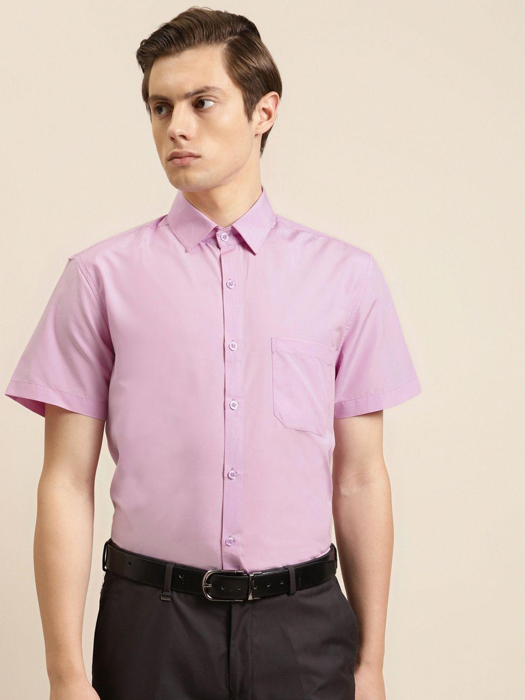 sojanya men purple pure cotton classic regular fit solid formal shirt