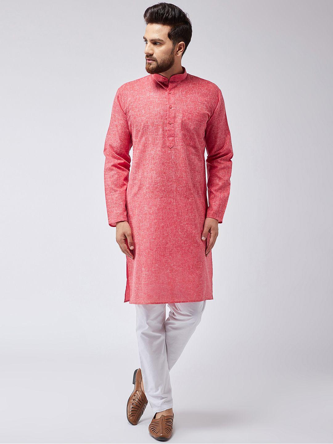 sojanya men red & white solid kurta with pyjamas