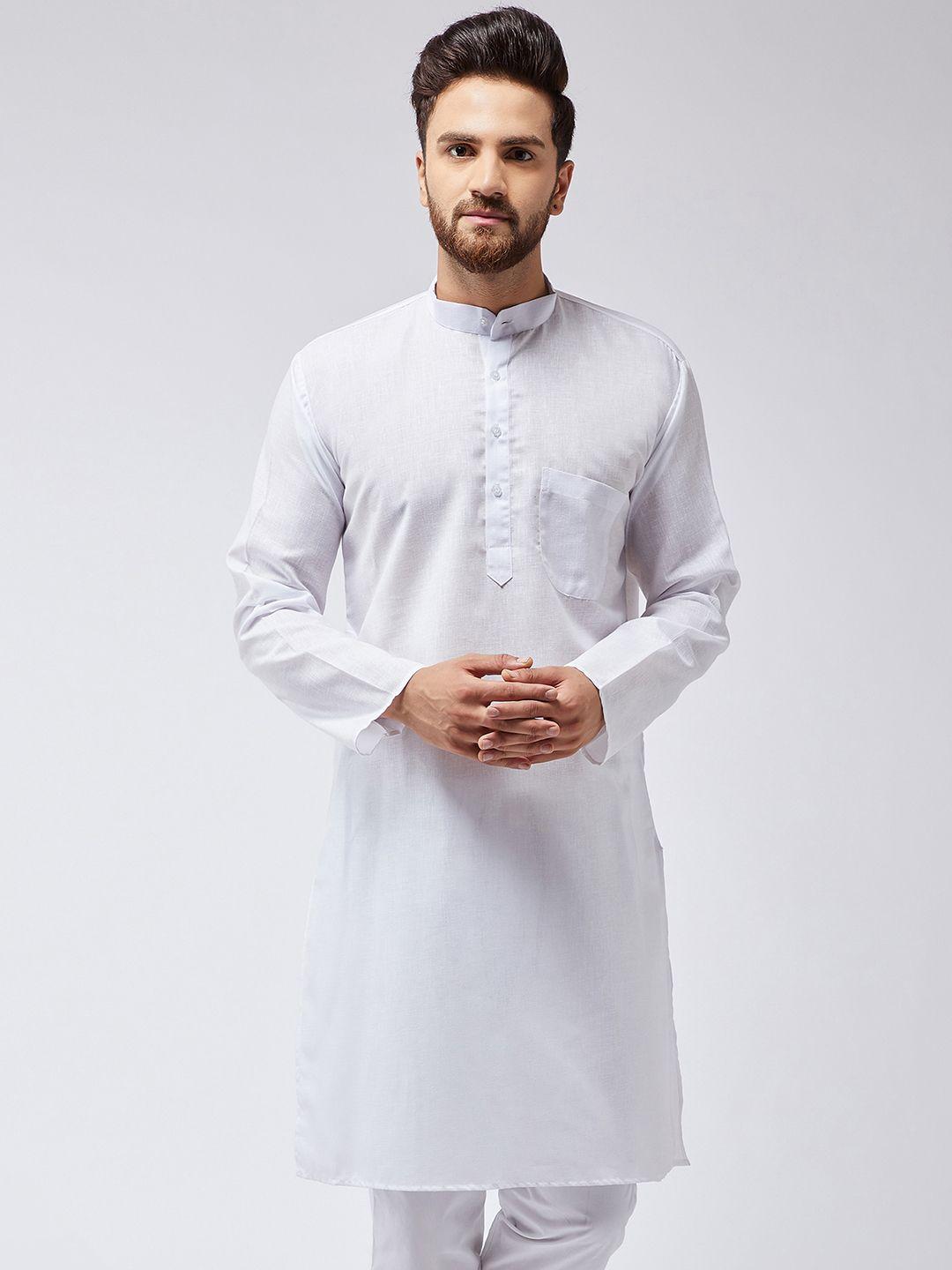 sojanya men white solid straight kurta