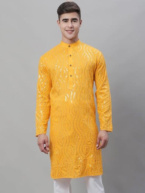 sojanya mustard regular fit embellished kurta