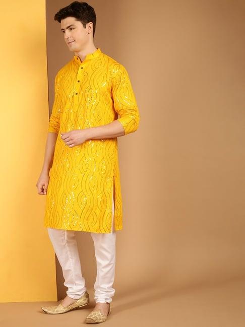 sojanya mustard regular fit embellished kurta