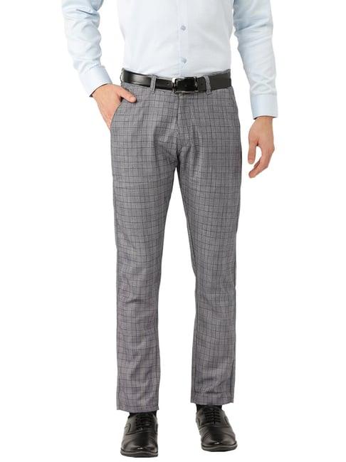 sojanya navy & off white checks trousers