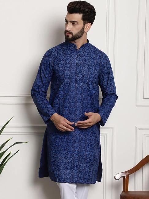 sojanya navy blue regular fit paisley kurta