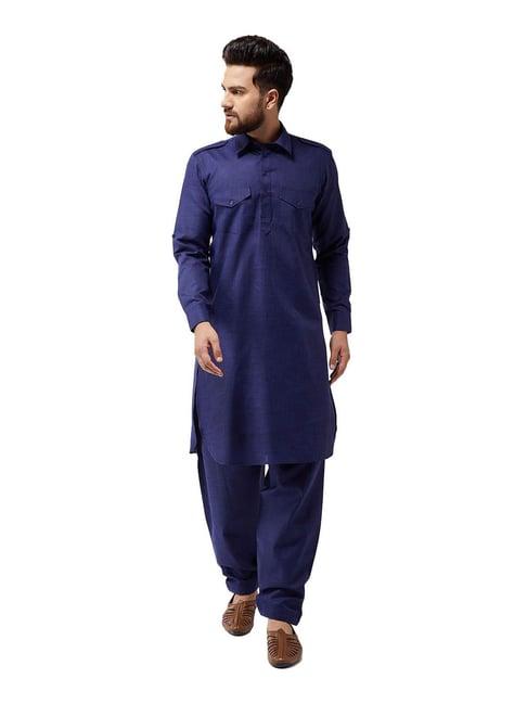 sojanya navy regular fit kurta set