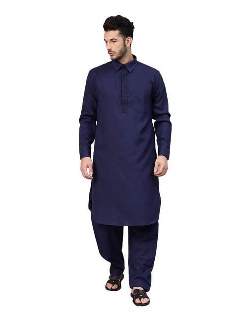 sojanya navy regular fit kurta set