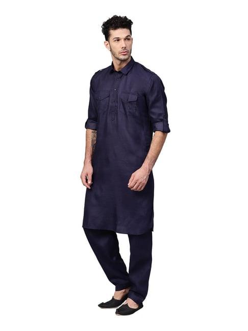 sojanya navy regular fit kurta set