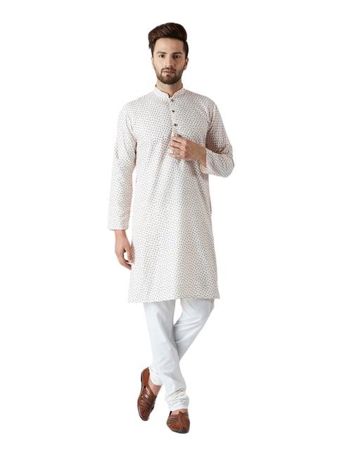 sojanya off white cotton regular fit printed kurta