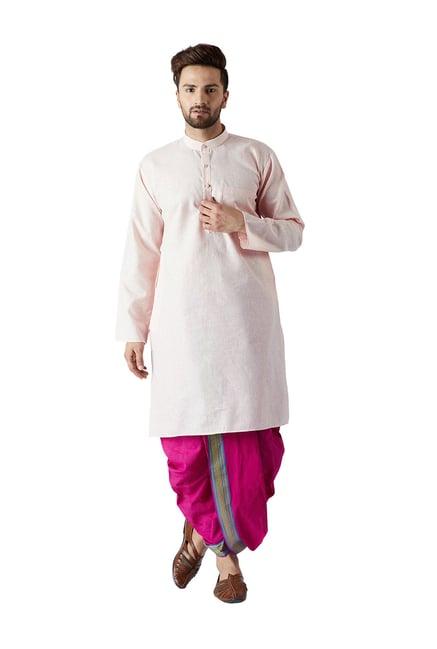 sojanya peach & dark pink regular fit kurta set