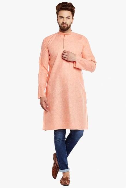 sojanya peach cotton kurta