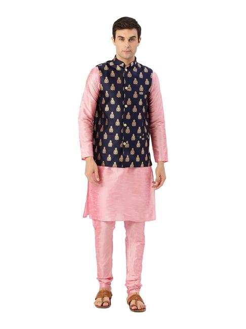 sojanya pink & navy printed suit