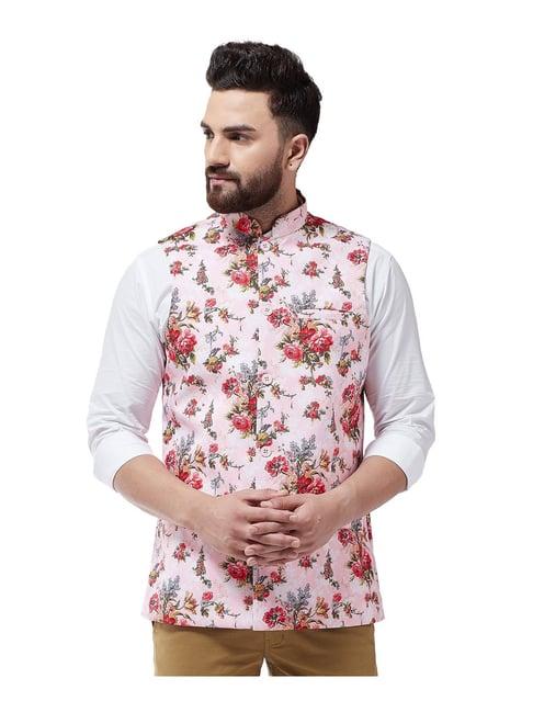 sojanya pink floral print nehru jacket