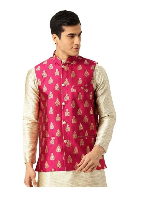 sojanya pink printed nehru jacket