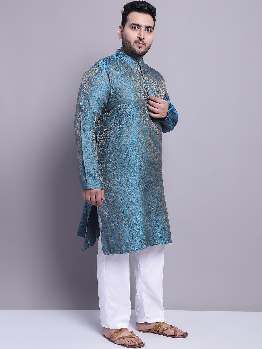 sojanya plus men blue paisley regular kurta with pyjamas