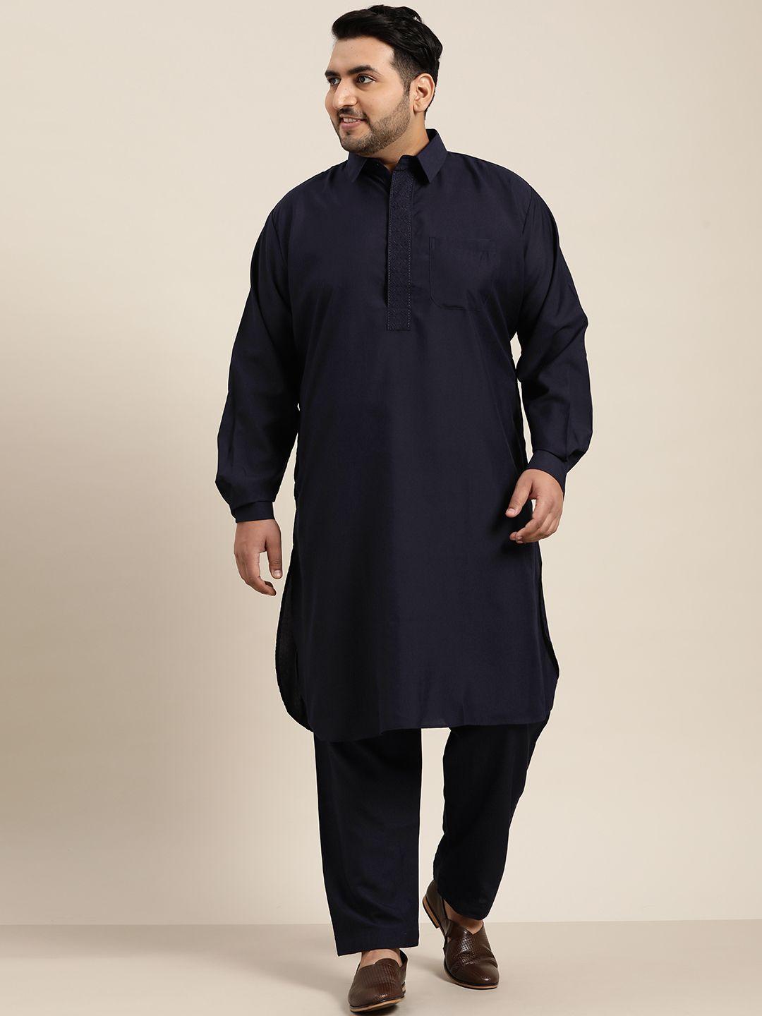 sojanya plus men navy blue kurta with salwar