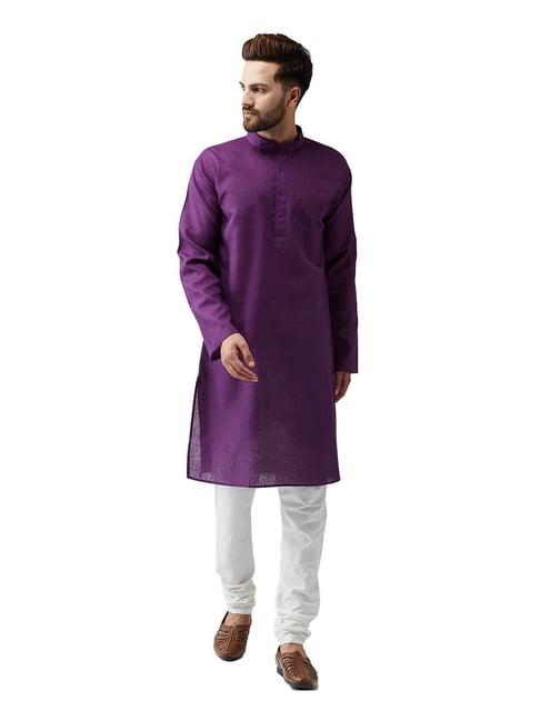 sojanya purple & off white regular fit kurta set