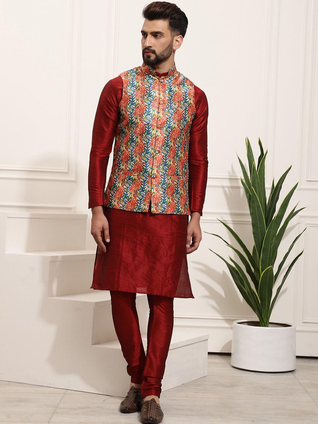 sojanya regular kurta with churidar & nehru jacket