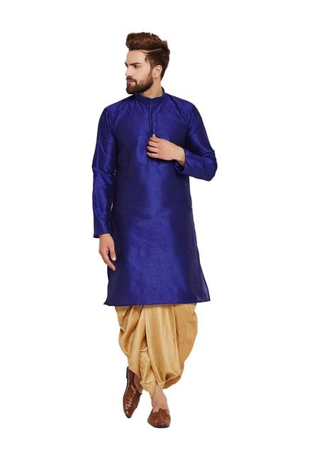 sojanya royal blue & beige full sleeves kurta set