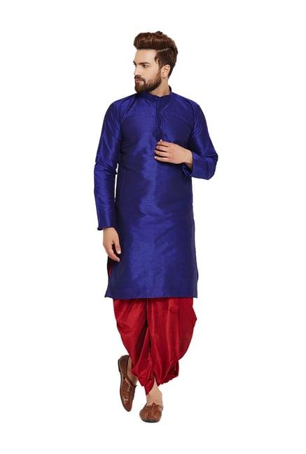 sojanya royal blue & maroon full sleeves kurta set