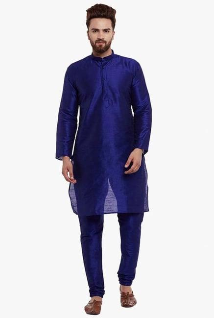 sojanya royal blue full sleeves kurta set