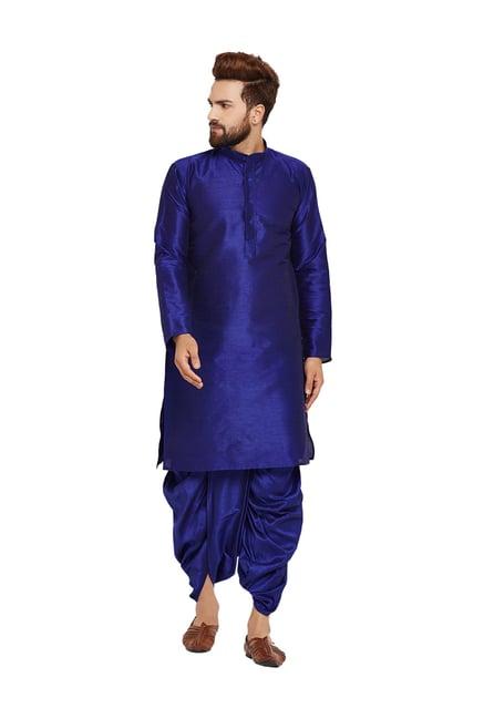 sojanya royal blue full sleeves kurta set