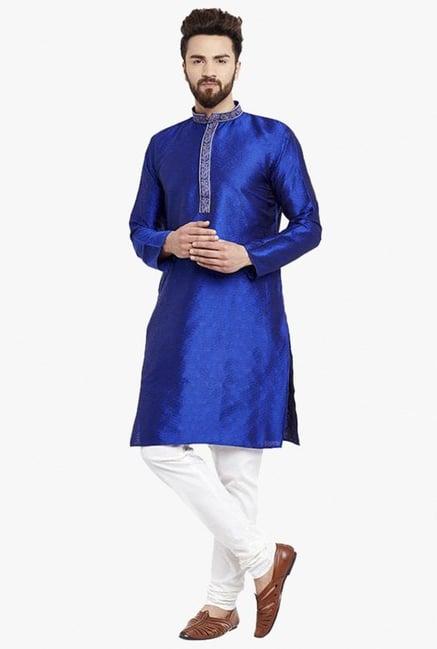 sojanya royal blue regular fit kurta set